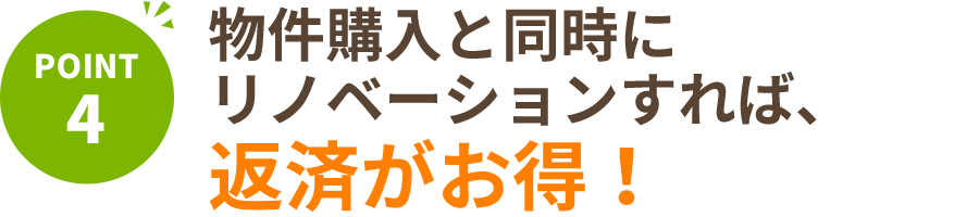 不動産購入と同時にリノベーションすれば、返済がお得！